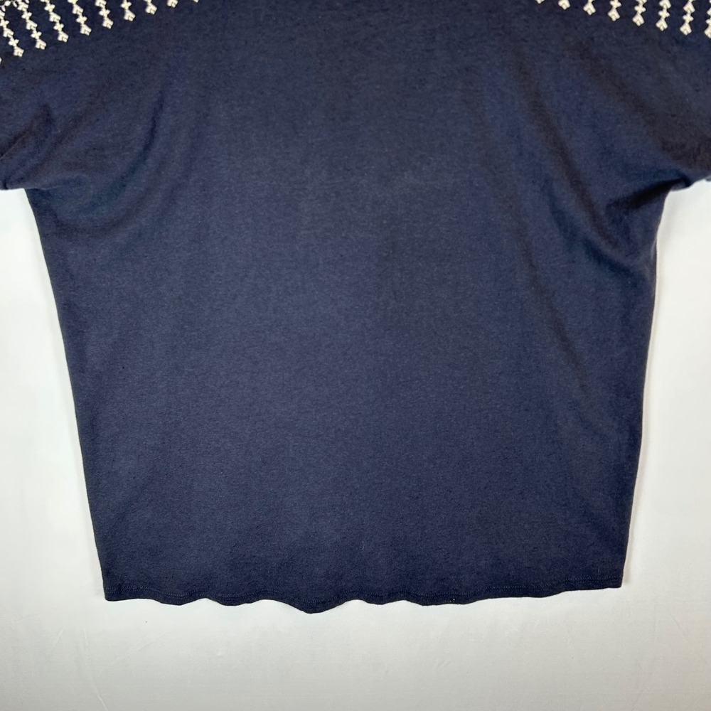 Pure Jill J Jill Embroidered V Neck Top Gray Linen Cotton Blend Women's L - Picture 12 of 12
